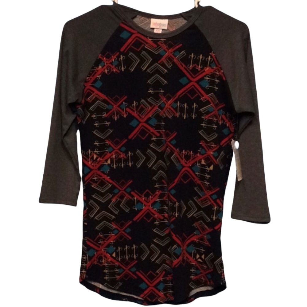 LuLaRoe Randy 3/4 sleeve baseball tee geometric